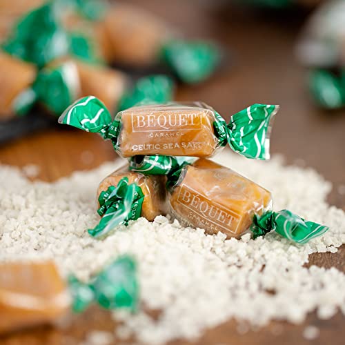 Béquet Celtic Sea Salt Caramels - Soft Gourmet Candy - 16oz Gift Bag | Ready-to-gift bag. Small-batch caramel made in Montana with real cream and butter, Kosher Star-D, gluten free, non-GMO
