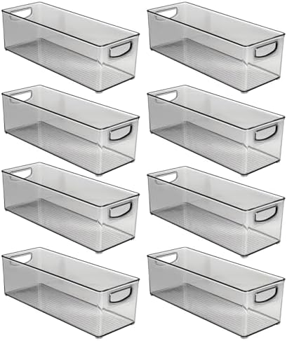 mDesign Plastic Video Game and DVD Storage Organizer - Game and Movie Disc Holder Bin with Handles for Home Media Console Stand and Closet Shelf