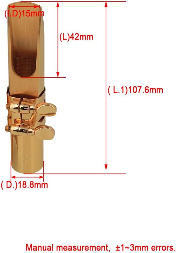 Yibuy B-flat Tenor Sax Saxophone Metal Mouthpiece Size #6 Gold Plated