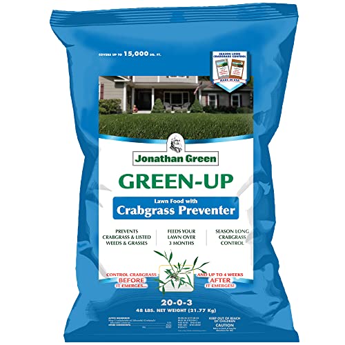 Jonathan Green (10457) Green-Up Lawn Food with Crabgrass Preventer - 20-0-3 Grass Fertilizer & Crabgrass Killer (15,000 Sq. Ft.)