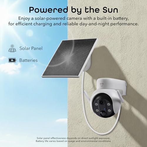 Geeni Insight 3MP Smart PTZ Solar Security Camera – Auto-Follow Motion Tracking, 2K HD Wire-Free Outdoor WiFi Camera with 3W External Solar Panel