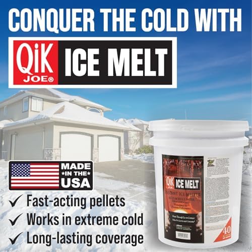 Calcium Chloride Ice Melt - 40lbs Pail - Instant Snow and Ice Melt for Sidewalks, Driveways, Steps, and Parking Lots - Deicer for Concrete, Asphalt