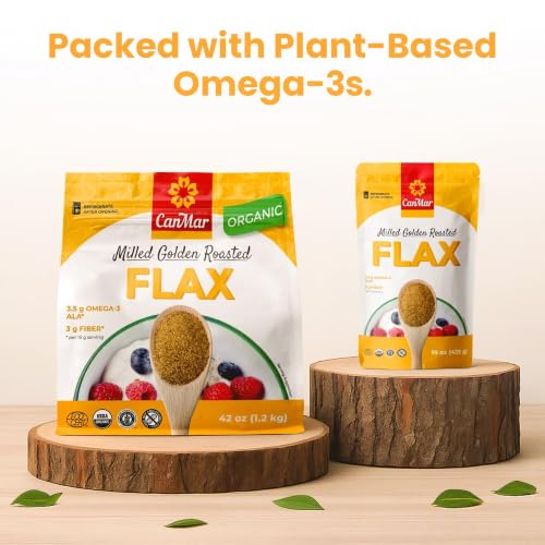 Ground Flaxseed 42 oz, Cold Milled Golden Roasted Flaxseed Meal Powder | Roasted, Non-GMO, gluten free, vegan, omega-3 ALA, fiber, linseed, linaza molida, smoothies and baking