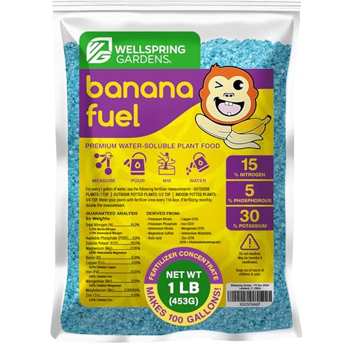 Wellspring Gardens Banana Fuel Fertilizer - Water-Soluble 15-5-30 Blend - Fertilizer for Banana Trees & Plants - Grow Healthy Plants (2 Pounds)