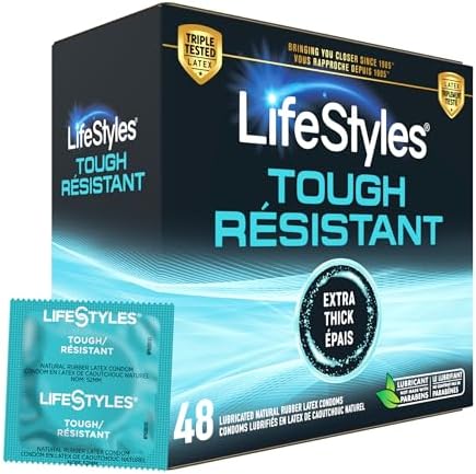 Lifestyles Tough Natural Rubber and Lubricated Latex Condoms Value Pack, 48 Count
