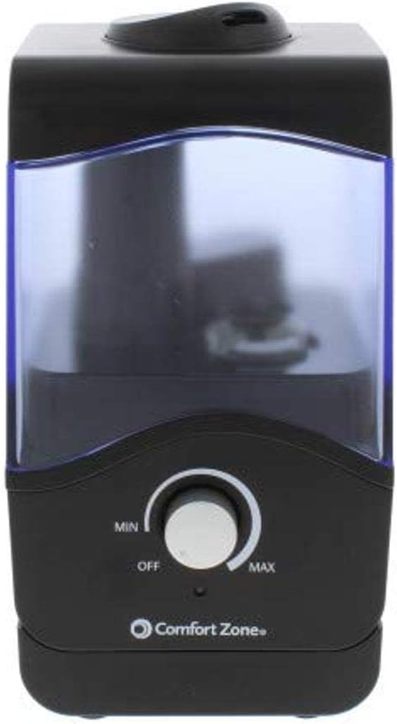 Comfort Zone CZHD10BK 0.15 Gallon Ultrasonic Aromatherapy Humidifier with Automatic Shutoff, Black