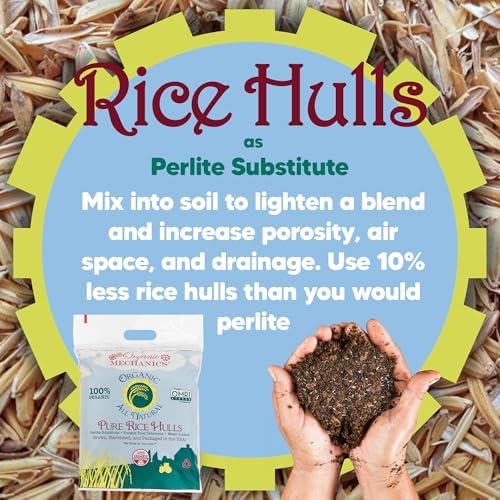 Organic Mechanics Pure Rice Hulls, 2 Cu Ft - Sustainable Alternative to Perlite - Enhances Drainage, Porosity and Air Space - Eco-Friendly