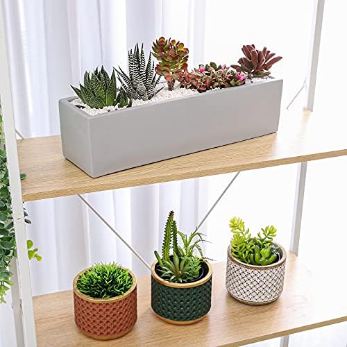 14.5-Inch Grey Rectangle Concrete Succulent Planter Windowsill Boxes