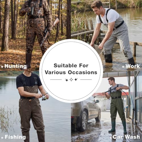 Waders for Men Waterproof Women Fishing Chest Wader with Boots | 2-Ply Nylon/PVC, for hunting & fishing, with boot hanger