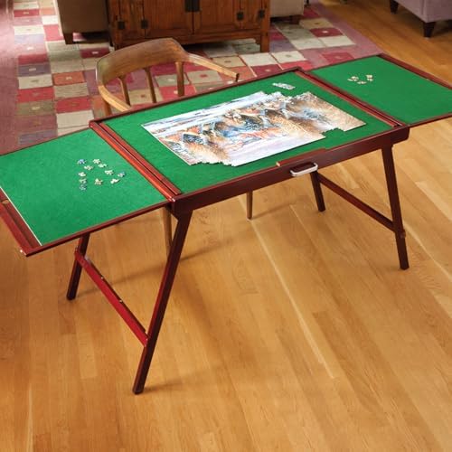 Bits and Pieces Fold-and-go Wooden Jigsaw Puzzle Table with Legs Folding Puzzle Board 1500 Pieces, Non-Slip Top, Carry Handle