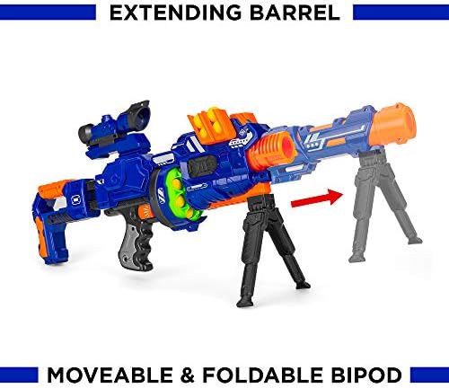 Best Choice Products Electric Customizable Soft Foam Ball Long-Distance Blaster Toy w/Barrel Extension, 12 Foam Balls, Foldable Bipod