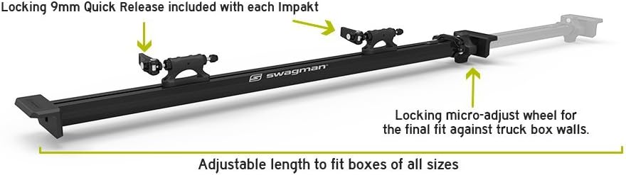 Swagman Patrol Pickup Truck Bike Rack – Adjustable Fork Mount Carrier for QR & Thru-Axle Bikes