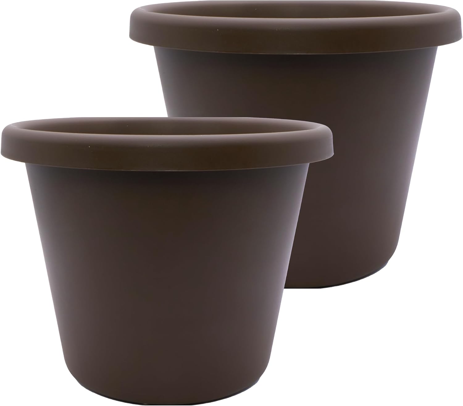 The HC Companies Classic Round Plastic Plant Pot w/Rolled Rim - Lightweight & UV Resistant Flower Pot for Herbs & More - Outdoor & Indoor Plant Pots w/Drainage (15.5 inch Warm Gray, Pack of 1)