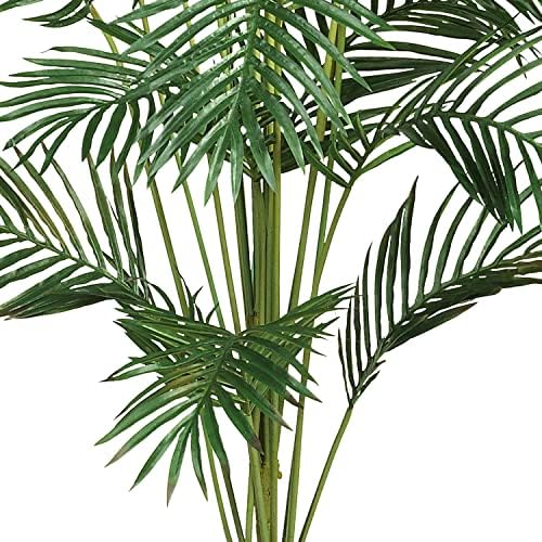 Nearly Natural 7 ft Artificial Paradise Palm Tree with Nursery Pot | 21 Feathery Fronds, Realistic Fake Leaves, Includes Black Nursery Planter