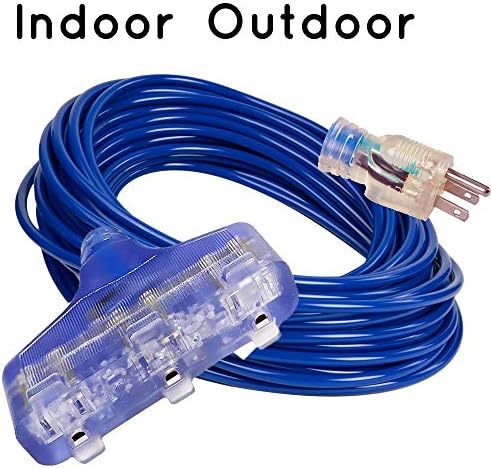 12/3 10 ft Extension Cord 3 Prong Grounded Plug 12 Gauge Extension Cord 10 ft Lighted Indoor Outdoor SJTW Heavy Duty 12 Gauge 10 feet Extension