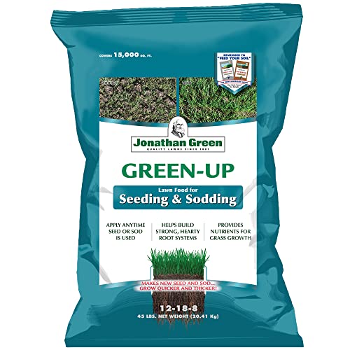 Jonathan Green (11543) Green-Up Lawn Food for Seeding & Sodding - 12-18-8 Grass Fertilizer (15,000 Sq. Ft.)