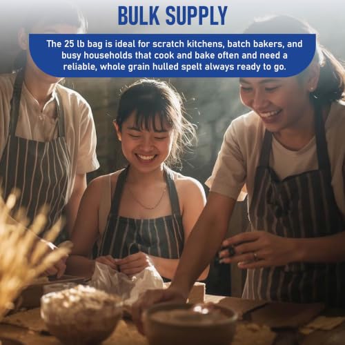 Great River Milling Organic Hulled Spelt Berries, Ancient Grain, 25 lb | Organic Hulled Spelt Berries for fresh spelt flour, bread, salads, pilaf, hot cereal and grain bowls; chewy cooked berries