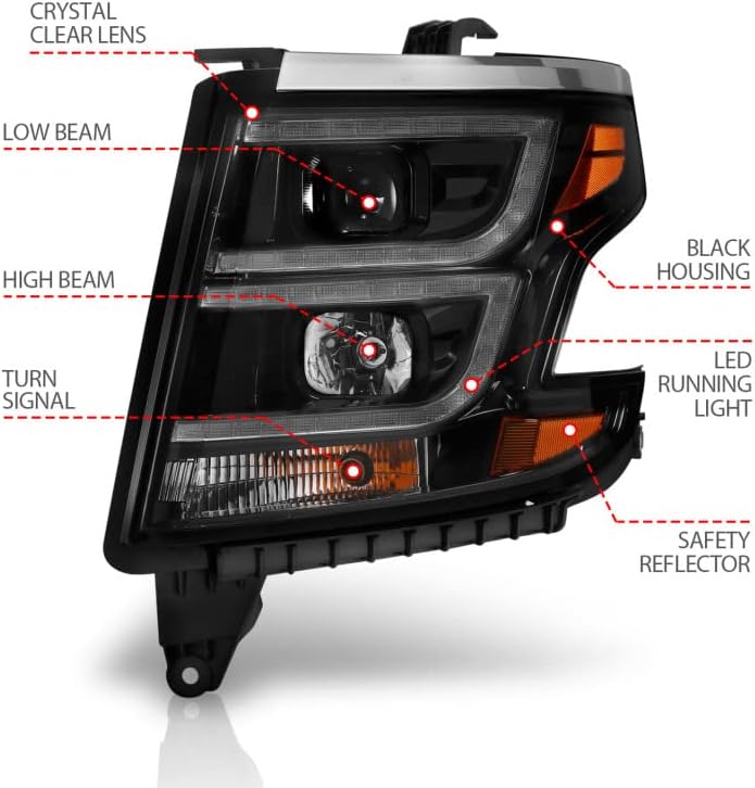 ANZO USA 111492 Projector Headlamps Fits Chevrolet Tahoe, Black