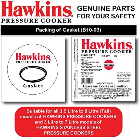 Hawkins Gasket For 3.5 Liter To 8 Litre Except Wide Hawkins Pressure Cookers | 3 Liter To 7 Litre Hawkins Stainless Steel Pressure Cookers |Contura