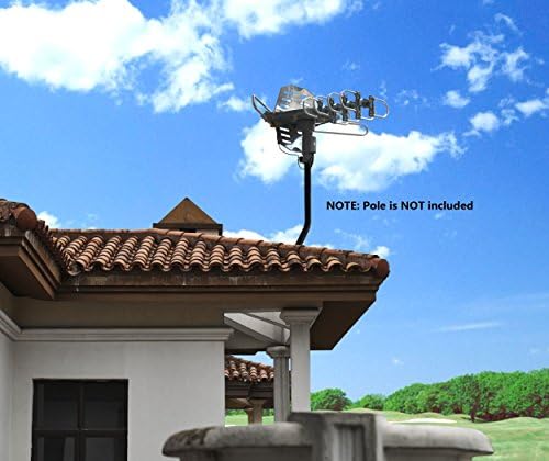 Amplified Digital Outdoor HDTV Antenna 150 Miles Long Range - 360 Degree Rotation Infrared Control - Tools Free Installation - Support 2 TVs