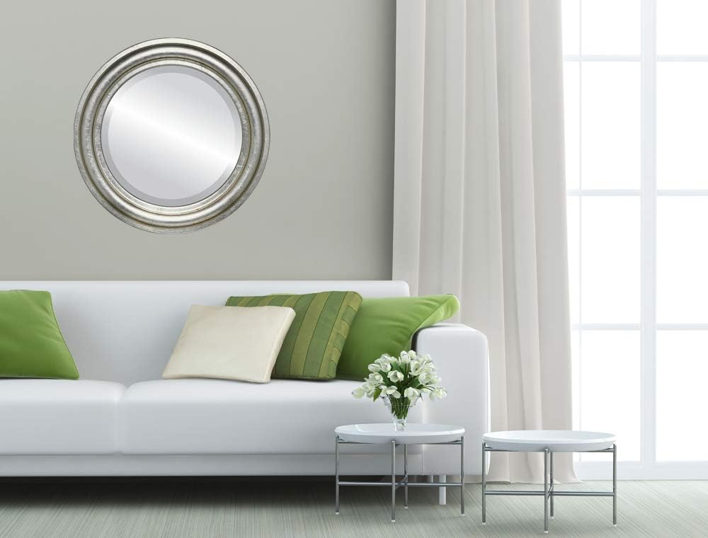 OVALCREST Round Beveled Wall Mirror for Home Decor - Philadelphia Style - Rubbed Bronze - 22x22 Outside Dimensions