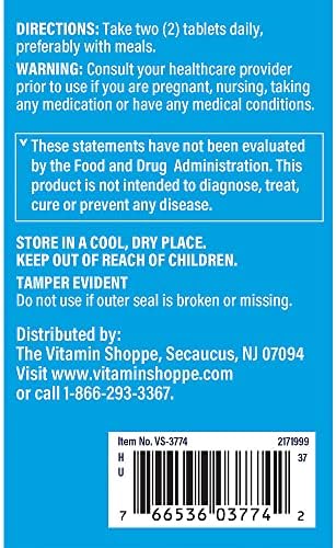 The Vitamin Shoppe Brand Calcium, Magnesium, Zinc & Vitamin D3, 100 Tablets