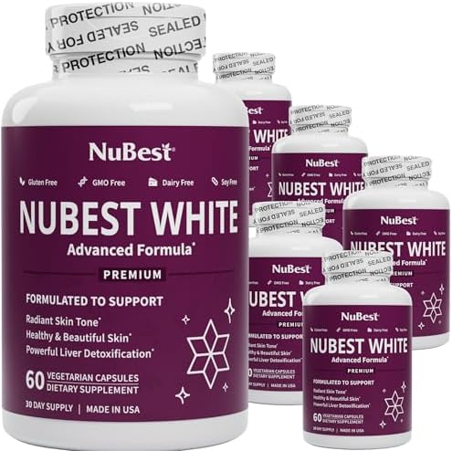 NuBest White - Glutathione 400mg & Milk Thistle Extract - Skin Brightening Supplement - Helps Beautiful and Radiant Skin - Antioxidant Supplement &