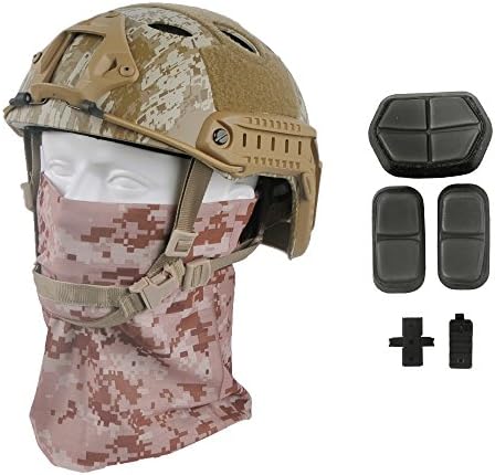 LOOGU Fast BJ Base Jump Tactical Helmet for Airsoft with 12-in-1 Headwear