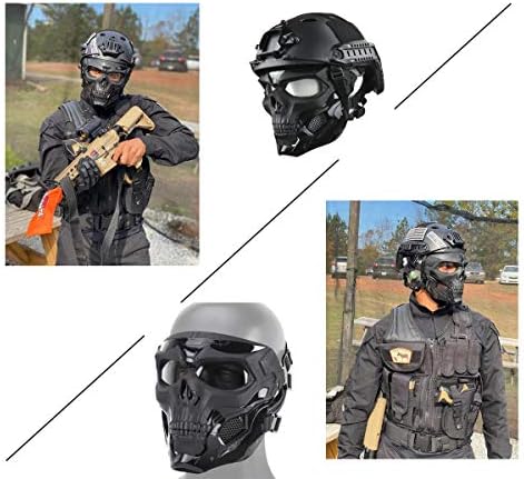 Tactical Mask Protective Full Face Clear Goggle Skull mask Dual Mode Wearing Design Adjustable Strap