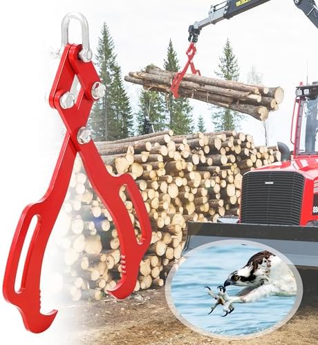 Garvee 28 in Log Lifting Tongs, Log Grabber, Skidding Log Lifting Tongs Timber, Heavy Dut Solid Steel Swivel Dragging Steel Tongs Log Lifting Lumber Skidding Tongs Logging Grabber(4 Claw)