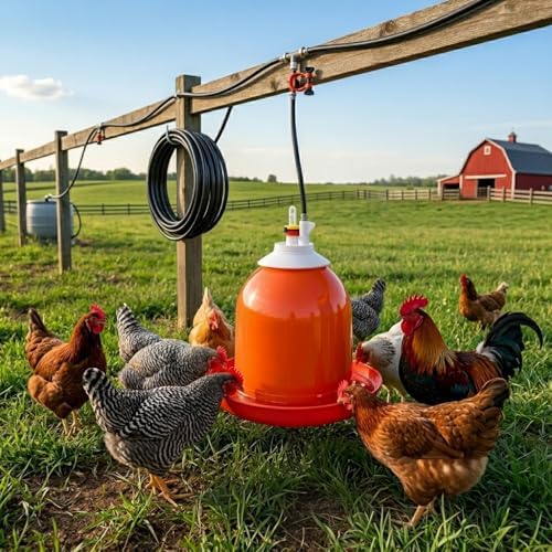 Bell-Matic Automatic Poultry Waterer – Gravity Feed Drinker | Automatic Gravity Flow System, Heavy-Duty Construction, Consistent Water Supply