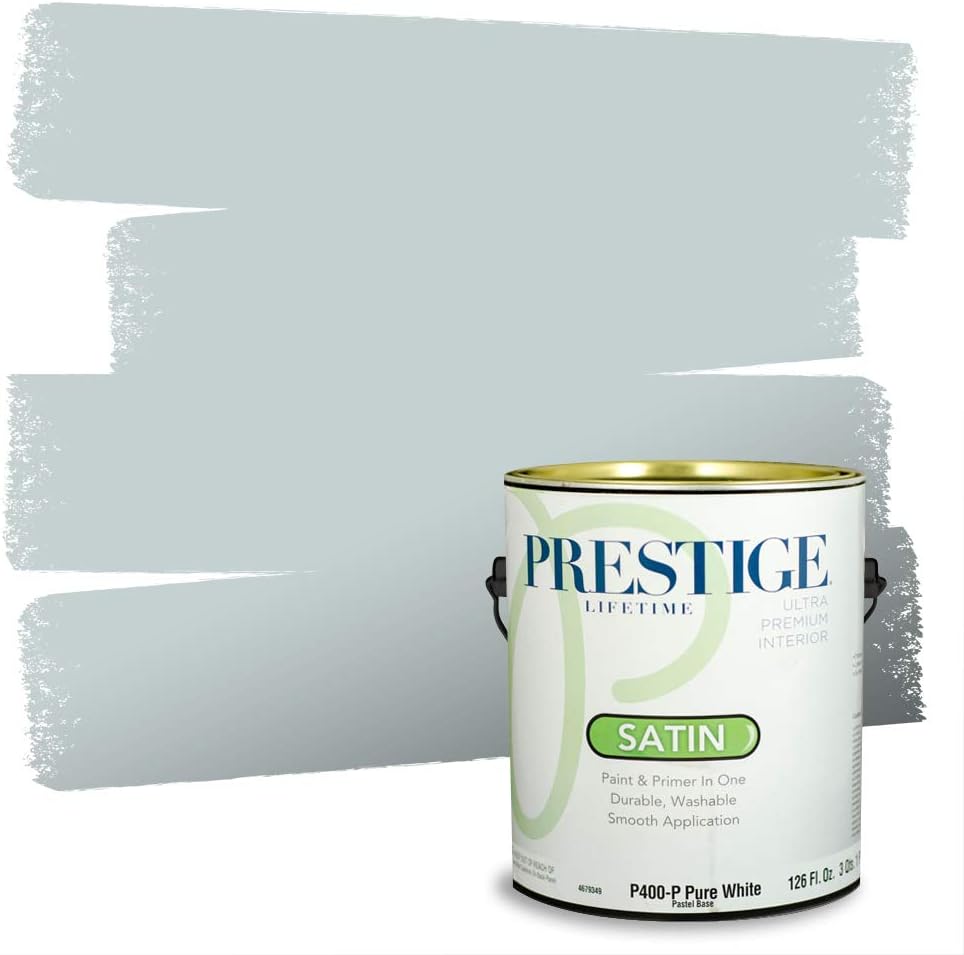 PRESTIGE Paints E100-T-SW6241 Exterior Paint and Primer in One, 1-Gallon, Flat, Comparable Match of Sherwin Williams Aleutian, 1 Gallon, SW18-Aleutian