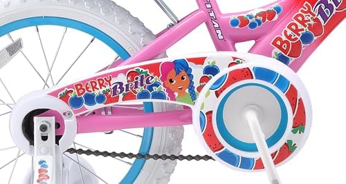 Titan Girls BMX Bike for Kids Ages 4-7, 16-Inch Wheels, 9-Inch Frame, Training Wheels, Toy Seat, Doll Basket, Streamers, First Bike, Princess Bicycle, Gift for Girls