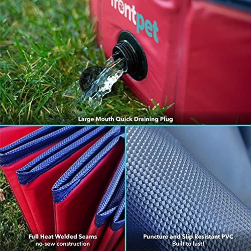 XL Foldable Pool - 60" Width Swimming Pool for Large Dogs & Kids, Non-Slip Scratch Resistant Hard Plastic Shell, Portable Pet Pool