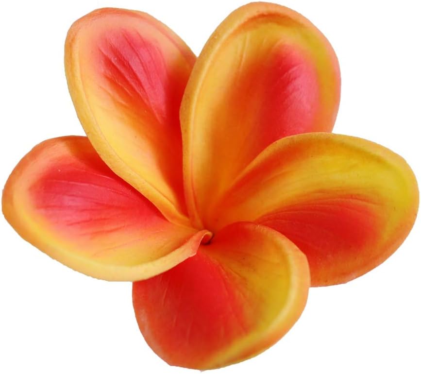 10PCS Artificial Plumeria Flowers with Stem, Apricot | Natural Real Touch,DIY Cake Decoration, Hawaiian Part, Luau Decor, Wedding Bouquets