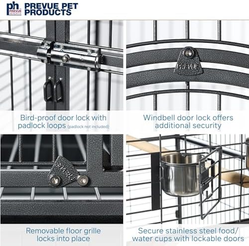 Prevue Pet Products Empire Bird Cage, X-Large, Black Hammertone,46" L x 36" W x 78 1/4" H