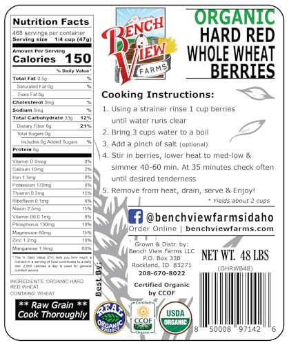 Organic Hard Red Wheat Berries - 3lbs