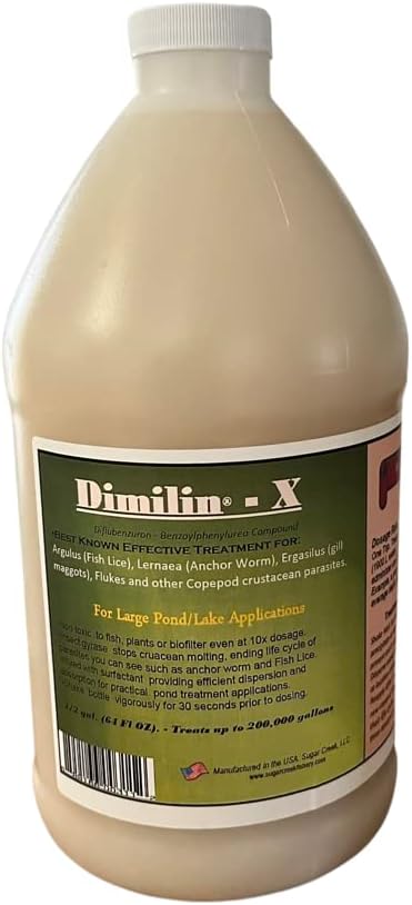 SOBAKEN Dimilin-X Koi & Goldfish Treatmen 1/2 Gallon Anchor Worm Fish Lice Flukes diflubenzuron