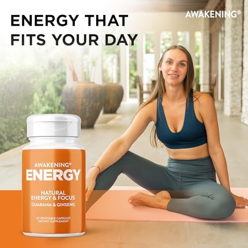 Awakening Natural Energy & Focus Supplement with Panax Ginseng, Guarana Extract & Chromium Picolinate | Brain Supplement for Focus, Energy