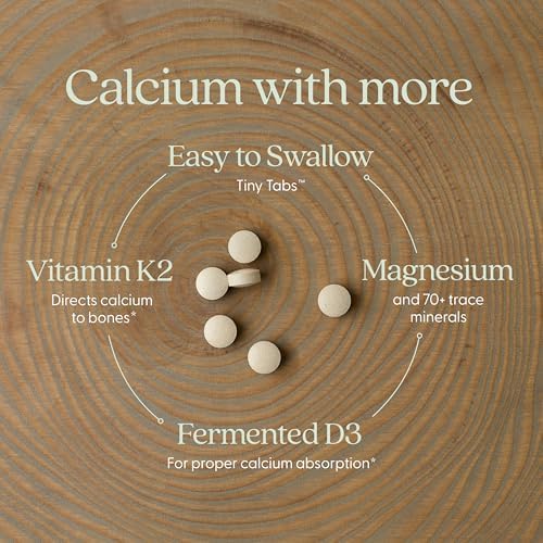 New Chapter Calcium Supplement - Bone Strength Tiny Tabs Plant-Based USDA Organic Calcium with Magnesium, Vitamin D3+K2, for Bone Health & Joint Mobility, Heart Support, 905 mg dose - 240 Tiny Tabs