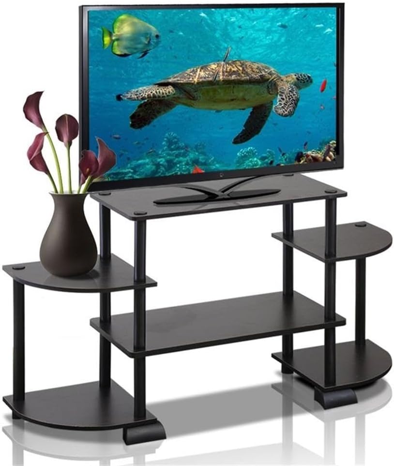Furinno TURN-S-TUBE 3-Tier TV Stand for TVs up to 55 Inch, French Oak | Toolless Entertainment Center with Open Storage Shelves, Media Console Table with Soundbar Shelf for Living Room, Bedroom