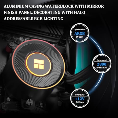 Thermalright Aqua Elite 360 V5 ARGB Black-CPU Liquid Cooler,Pump Speed-2800RPM,for AM4/AM5,Intel LGA1150/1151/1200 /1851/1700,High-Performance Radiator