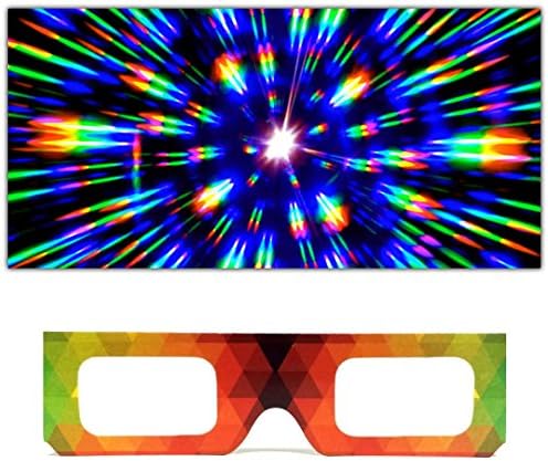 GloFX Paper Cardboard Diffraction Glasses - Great for Christmas Lights, Parties, Raves, Festivals, Light Shows, & Fireworks
