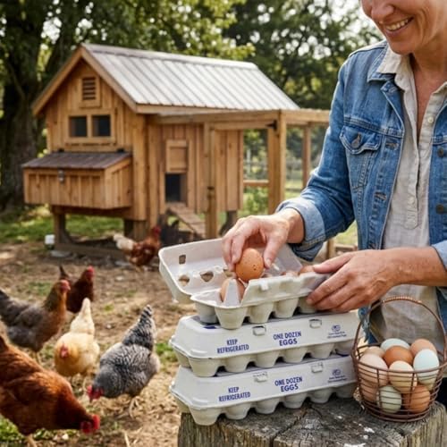 Egg Cartons – 250 Bulk Pack, Natural Fiber | Durable Paper Pulp Construction, Secure Storage for Large Chicken & Quail Eggs