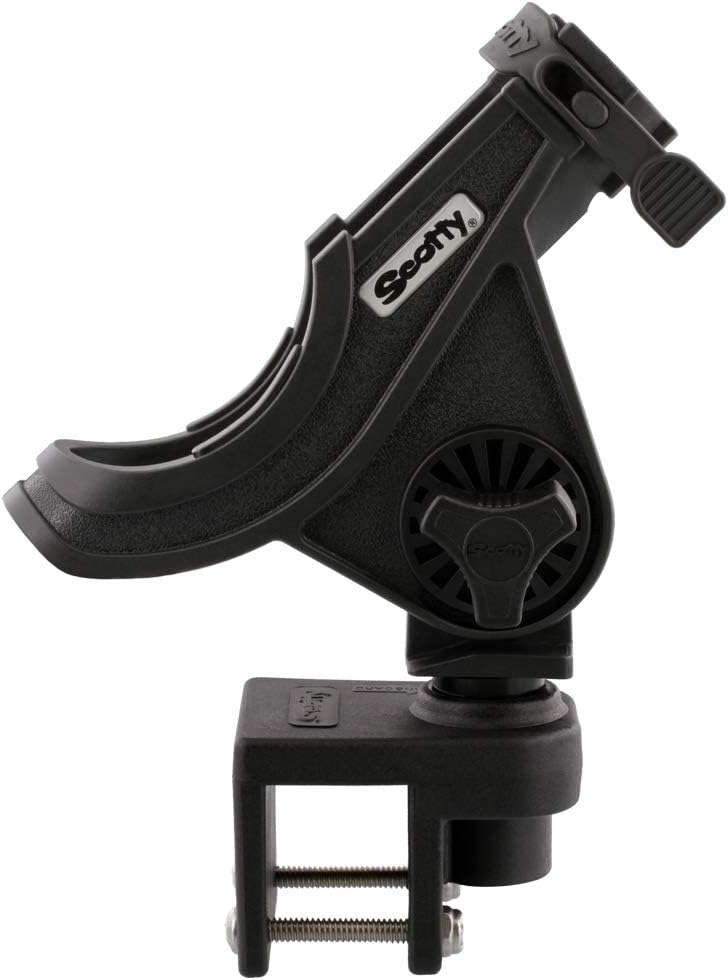 Scotty #284-BK Baitcaster/Spinning Rod Holder w/ #243 Square Rail Mount , Black
