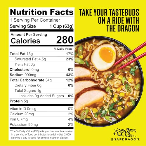 Snapdragon Miso Ramen Cup Noodles - 6 Pack Instant Ramen Bowl with Authentic Wheat Noodles, Soup Sauce Base