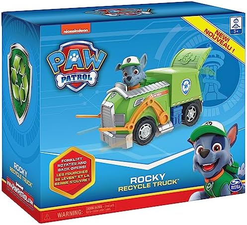 Paw Patrol, Rocky’s Recycle Truck Vehicle with Collectible Figure, Preschool Toys for Boys & Girls Ages 3 and Up