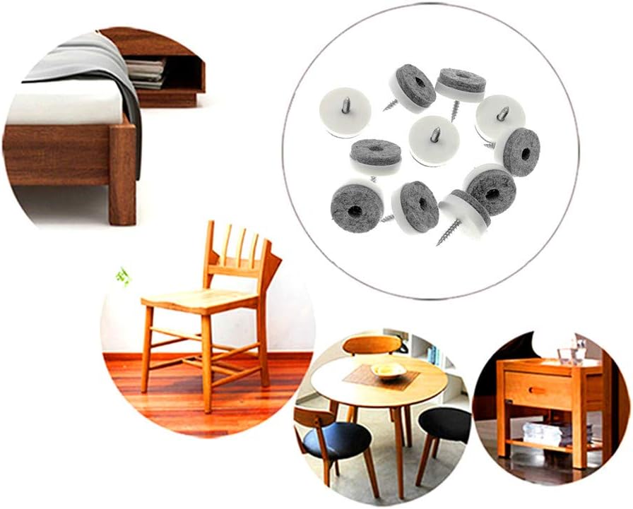 40pcs Screw-on Furniture Felt Pad Chair Glide Slider Hardwood Floor Protector for Wooden Leg Feet of Chair Table Furniture(Φ20mm or 0.8";Brown)