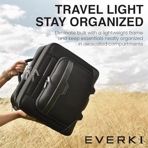EVERKI Journey Rolling Laptop Briefcase for Men & Women, Black - 27L | Ballistic Nylon, Carry On Luggage w/ Wheels, Business & Travel - Friendly