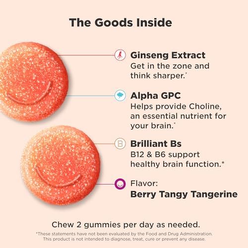 OLLY Laser Focus Gummy Supplement,* Ginseng Extract, Alpha GPC - 36 Count
